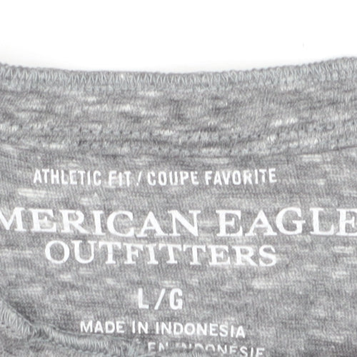 American Eagle Outfitters Men’s Grey Henley T-Shirt L Athletic Fit