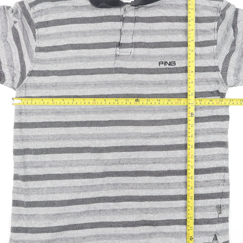 PING Men's Grey Striped Golf Polo Shirt Size L Moisture Wicking