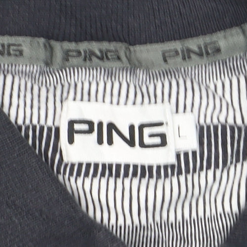 PING Men's Grey Striped Golf Polo Shirt Size L Moisture Wicking
