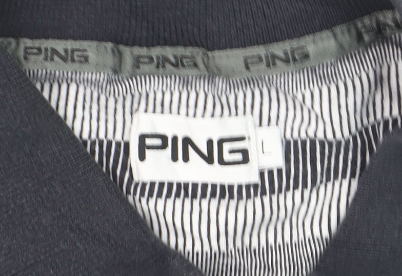 PING Men's Grey Striped Golf Polo Shirt Size L Moisture Wicking