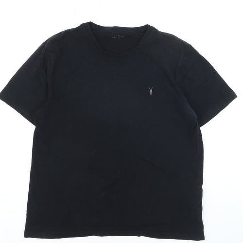 AllSaints Men's Black Crew Neck Cotton T-Shirt XL Classic Fit
