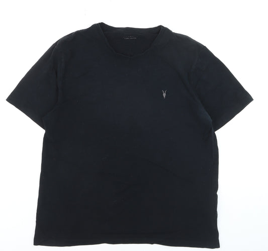 AllSaints Men's Black Crew Neck Cotton T-Shirt XL Classic Fit
