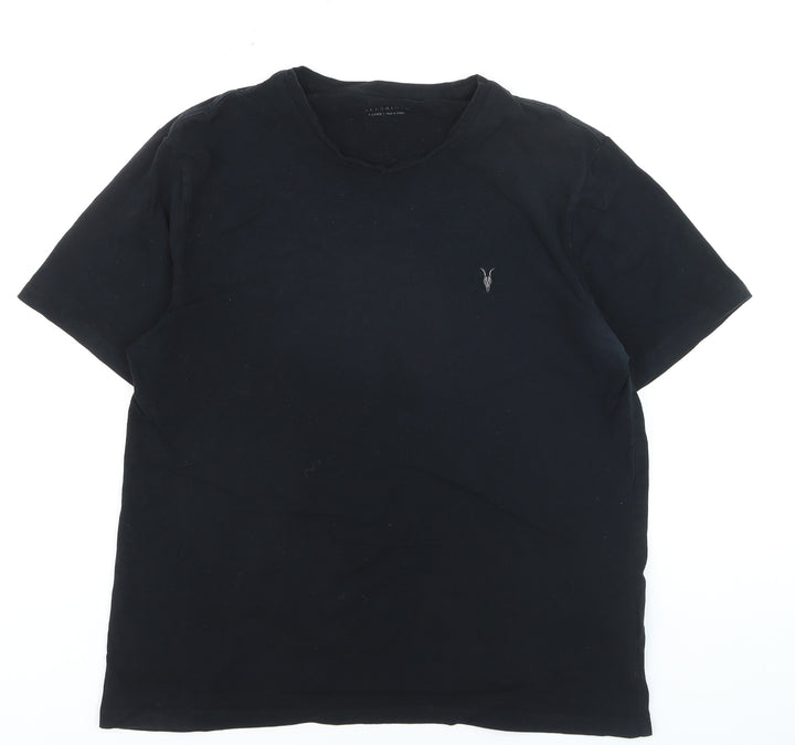 AllSaints Men's Black Crew Neck Cotton T-Shirt XL Classic Fit