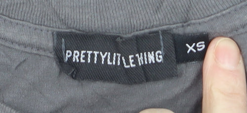 PrettyLittleThing Women's Grey 'Anti Social Butterfly' Cotton T-Shirt XS