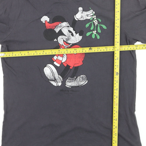 H&M Women’s Black Mickey Mouse Christmas T-Shirt UK 8