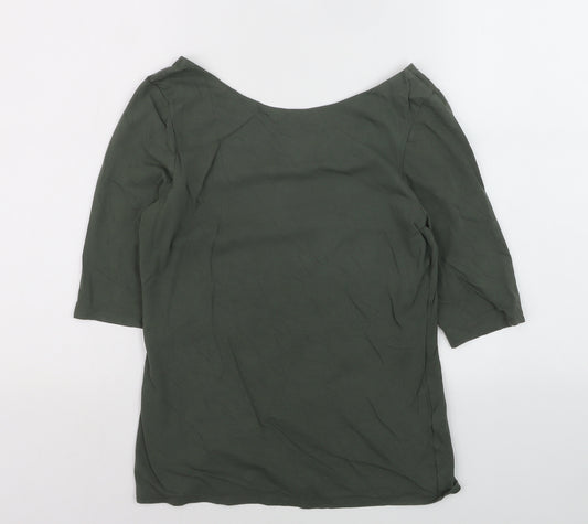 Jigsaw Women's Green 3/4 Sleeve Scoop Neck Cotton Top Size M