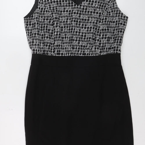 Next Women Black Geometric Sleeveless Sheath Dress Size 14