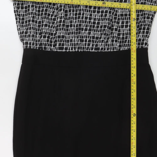 Next Women Black Geometric Sleeveless Sheath Dress Size 14