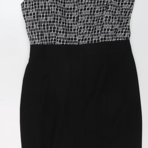 Next Women Black Geometric Sleeveless Sheath Dress Size 14