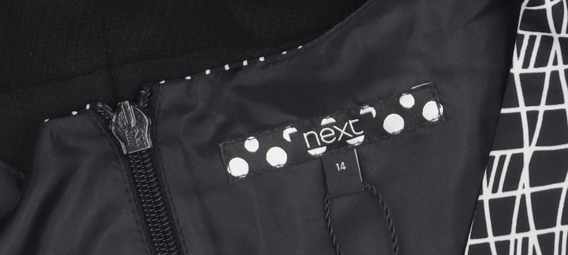 Next Women Black Geometric Sleeveless Sheath Dress Size 14
