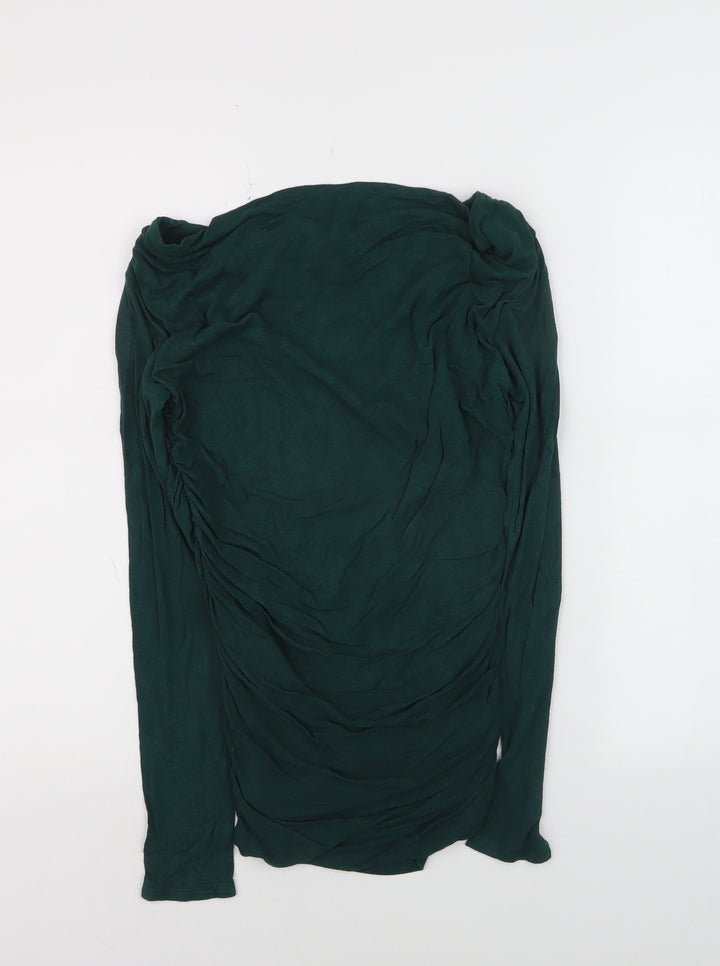 Phase Eight Women’s Green Ruched Long Sleeve Jersey Tunic Blouse M