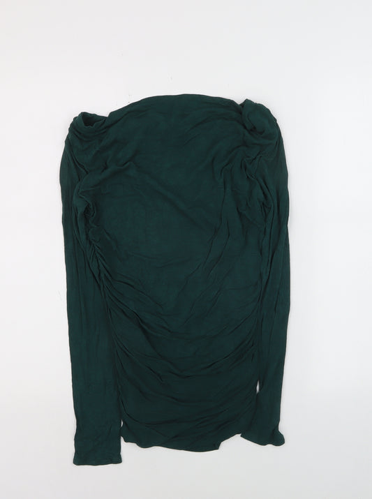 Phase Eight Women’s Green Ruched Long Sleeve Jersey Tunic Blouse M
