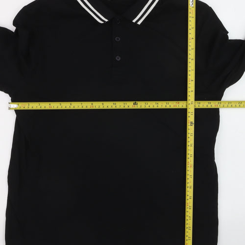 ASOS DESIGN Men's Black Long Sleeve Polo Shirt Size L 42in Chest