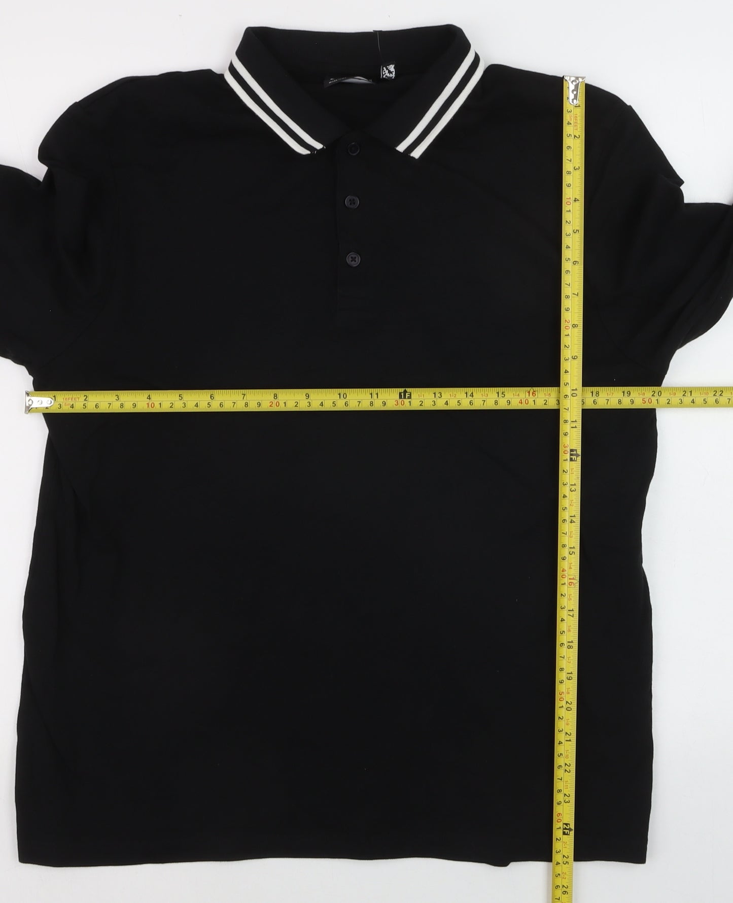 ASOS DESIGN Men's Black Long Sleeve Polo Shirt Size L 42in Chest