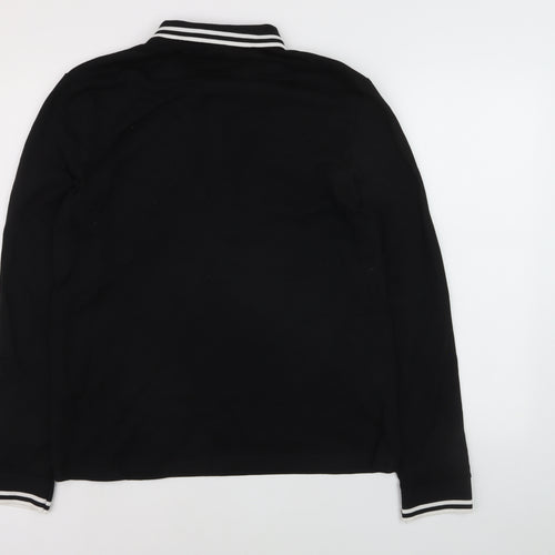 ASOS DESIGN Men's Black Long Sleeve Polo Shirt Size L 42in Chest