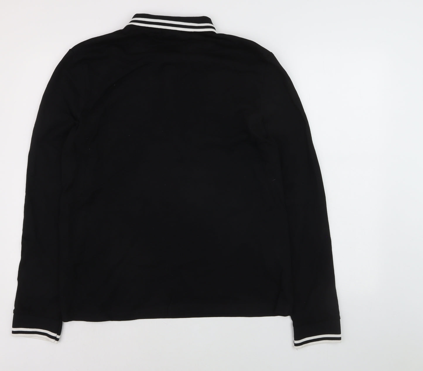 ASOS DESIGN Men's Black Long Sleeve Polo Shirt Size L 42in Chest