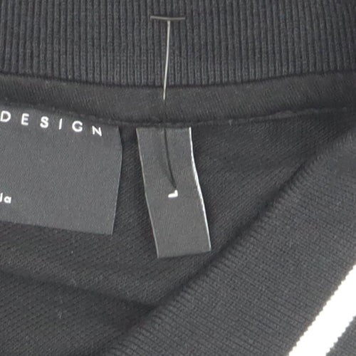 ASOS DESIGN Men's Black Long Sleeve Polo Shirt Size L 42in Chest
