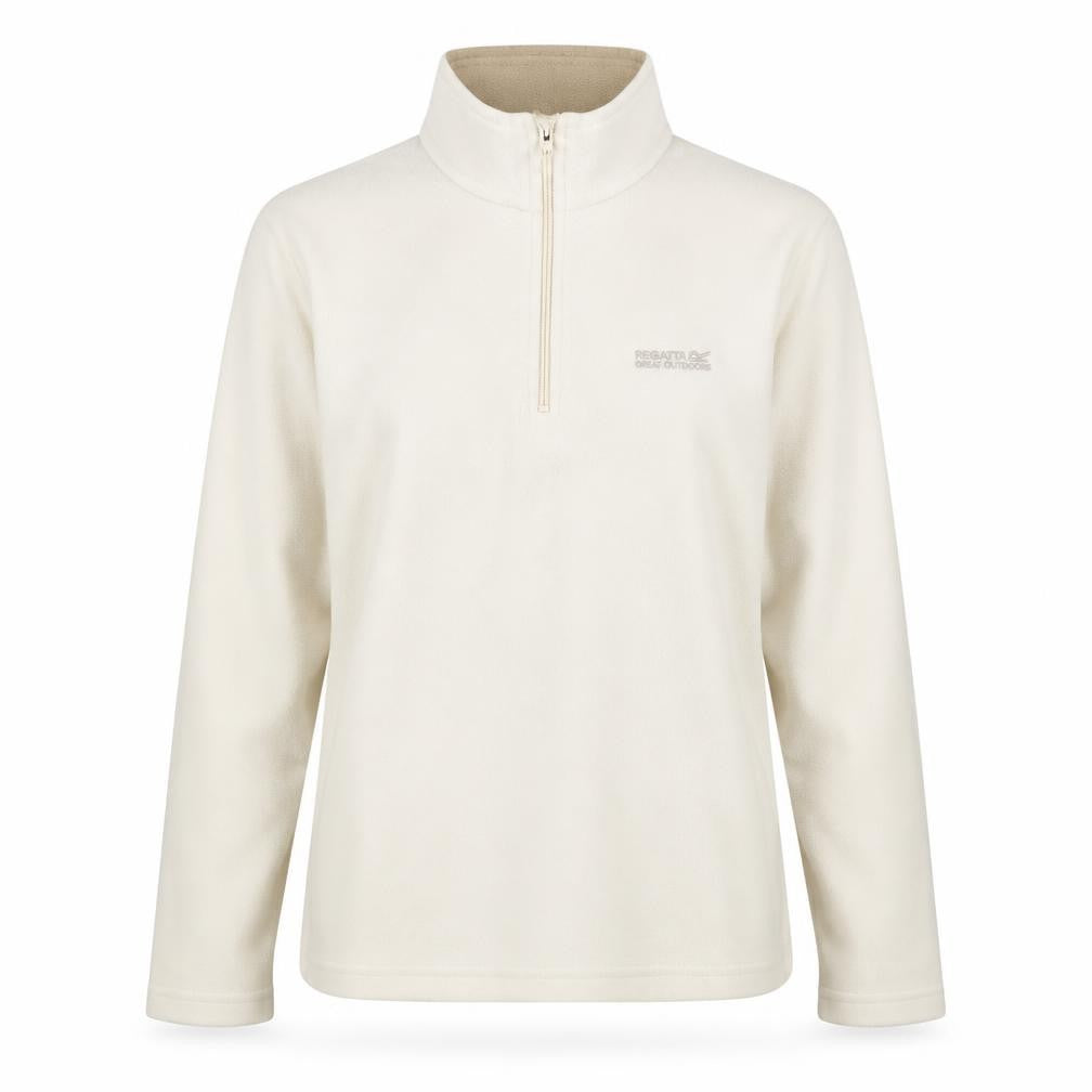 Front view of Regatta Women Ivory Fleece 1/2 Zip Pullover Sweatshirt UK 12