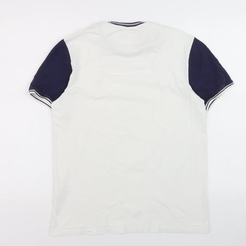 Lyle & Scott Men's White Navy Colourblock Cotton T-Shirt Size M
