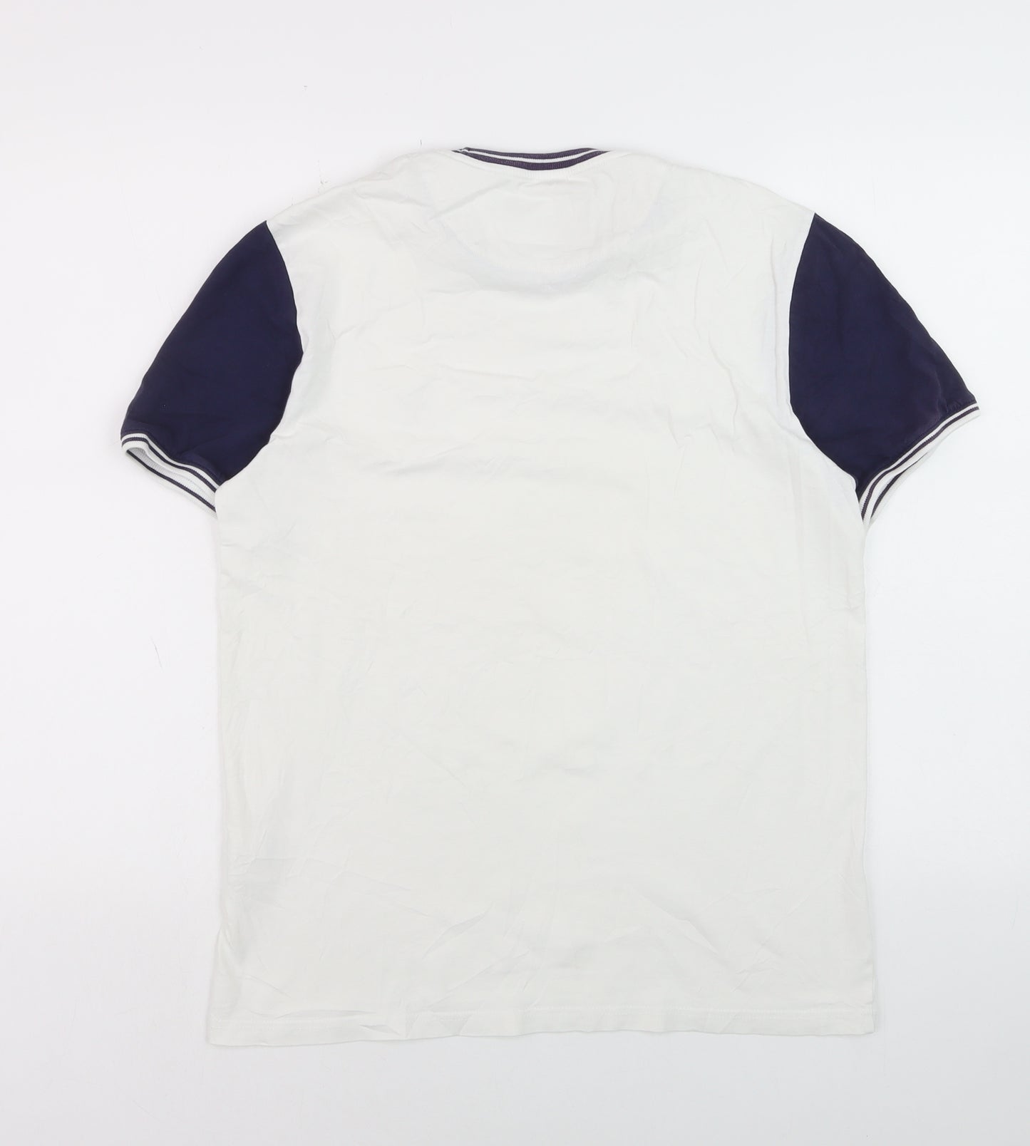 Lyle & Scott Men's White Navy Colourblock Cotton T-Shirt Size M