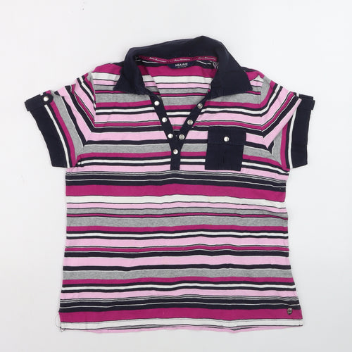 Debenhams Womens Multicoloured Striped Cotton Polo Shirt Size 14