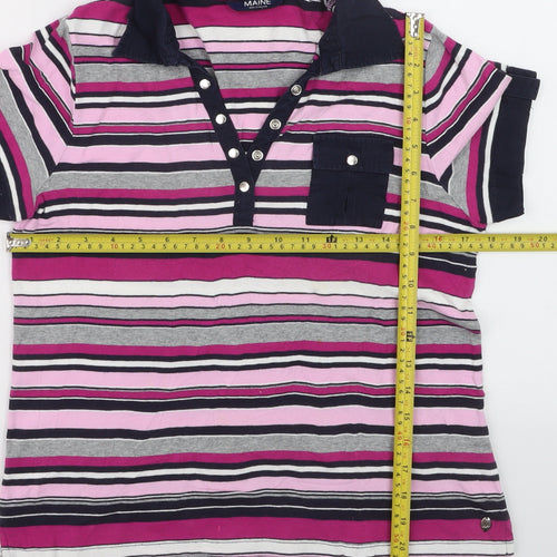 Debenhams Womens Multicoloured Striped Cotton Polo Shirt Size 14