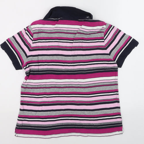Debenhams Womens Multicoloured Striped Cotton Polo Shirt Size 14