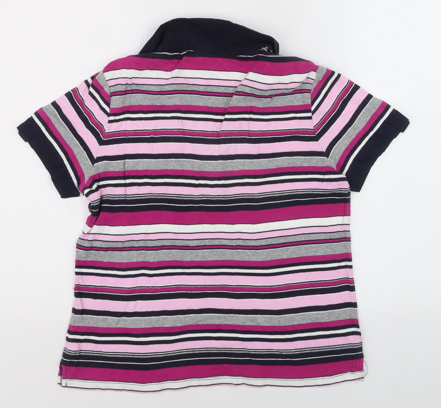 Debenhams Womens Multicoloured Striped Cotton Polo Shirt Size 14