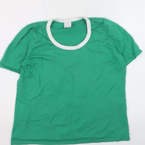 Madeleine Women's Green Cotton Crew Neck Short Sleeve T-Shirt M
