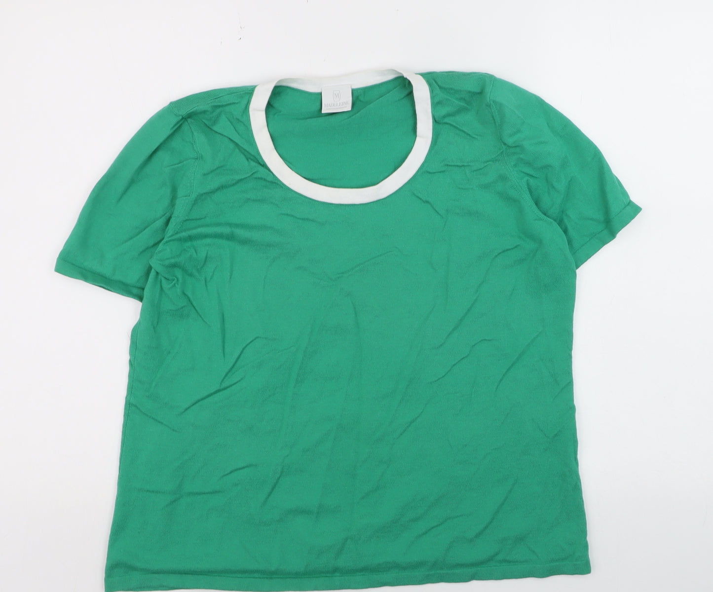 Madeleine Women's Green Cotton Crew Neck Short Sleeve T-Shirt M