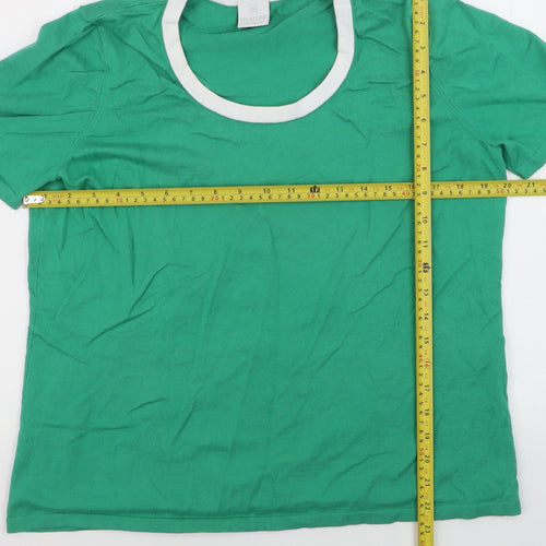 Madeleine Women's Green Cotton Crew Neck Short Sleeve T-Shirt M