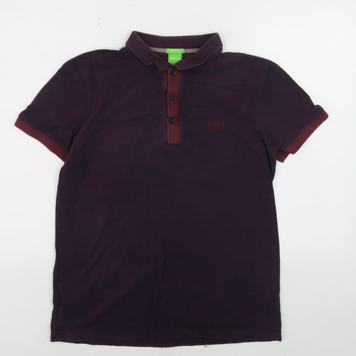 Hugo Boss Men's Purple Regular Fit Luxury Cotton Polo Shirt L