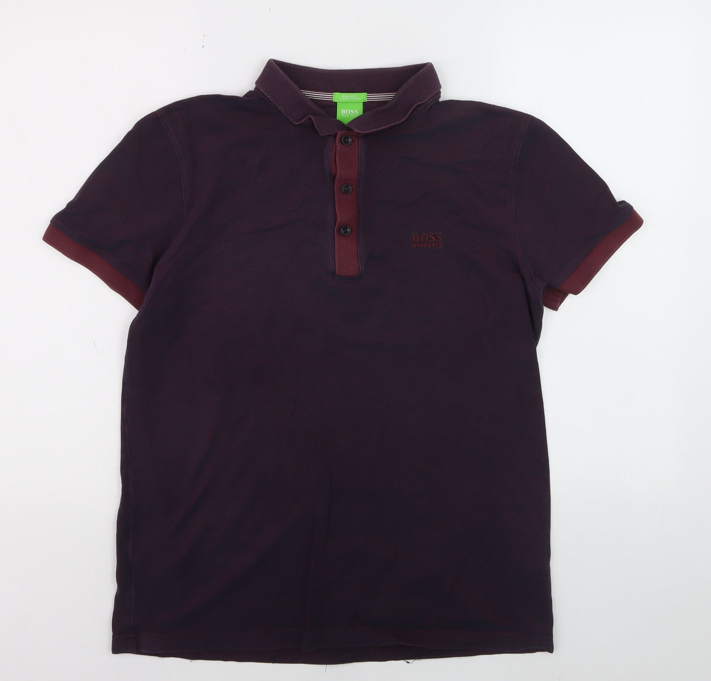 Hugo Boss Men's Purple Regular Fit Luxury Cotton Polo Shirt L