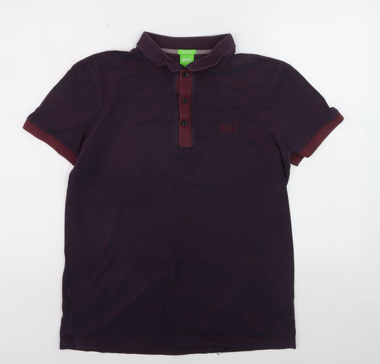 Hugo Boss Men's Purple Regular Fit Luxury Cotton Polo Shirt L