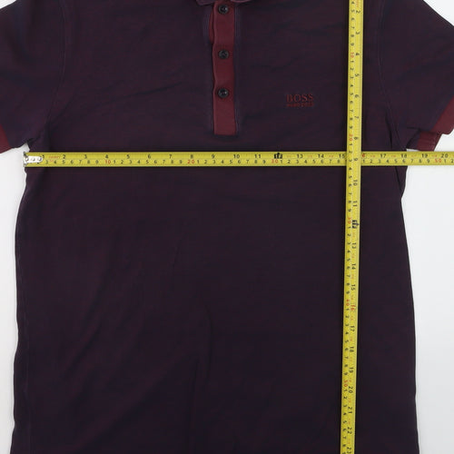 Hugo Boss Men's Purple Regular Fit Luxury Cotton Polo Shirt L