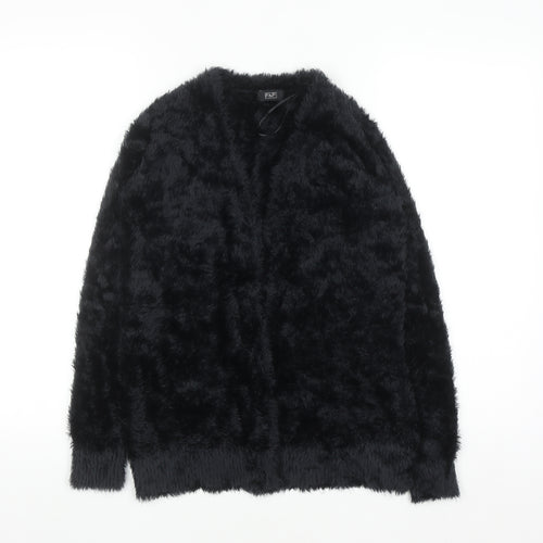 F&F Women’s Black Faux Fur Open Long Sleeve Cardigan Size 8