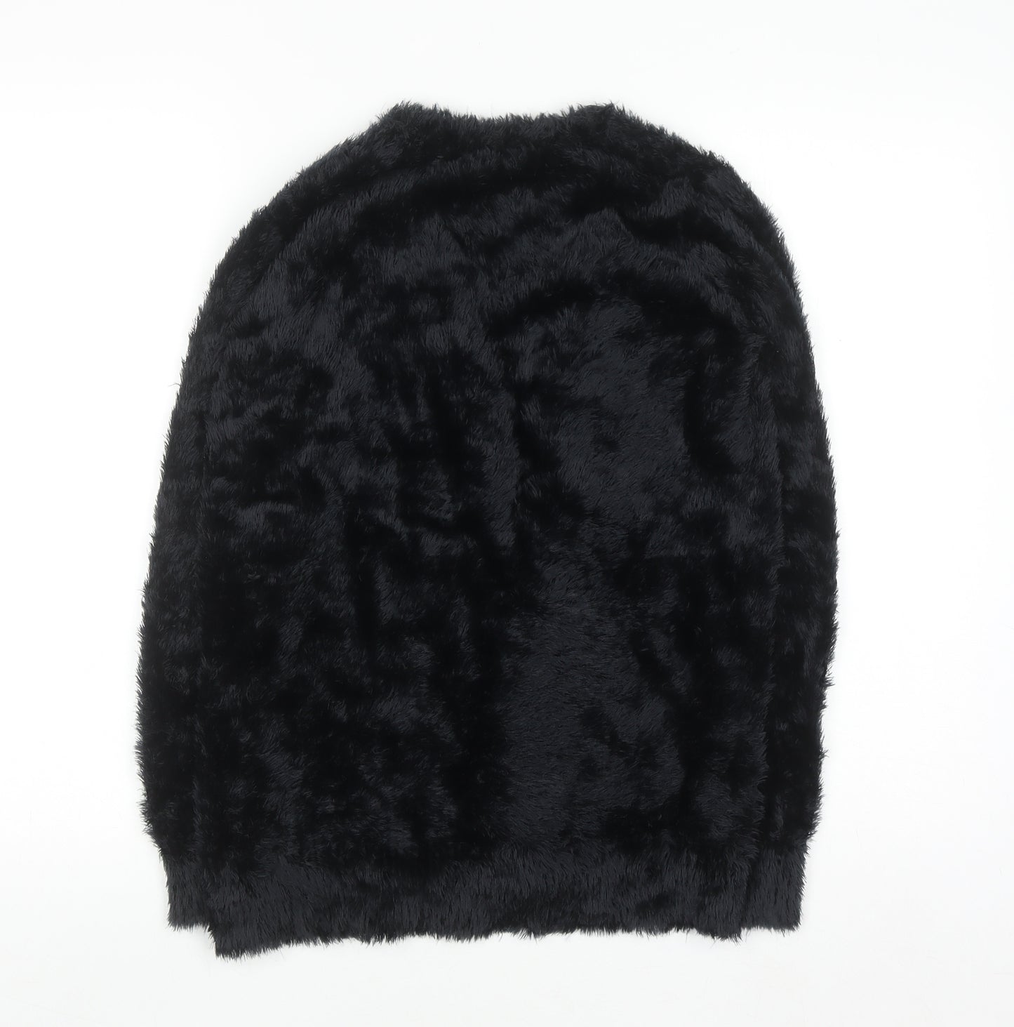 F&F Women’s Black Faux Fur Open Long Sleeve Cardigan Size 8