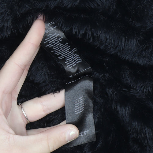 F&F Women’s Black Faux Fur Open Long Sleeve Cardigan Size 8