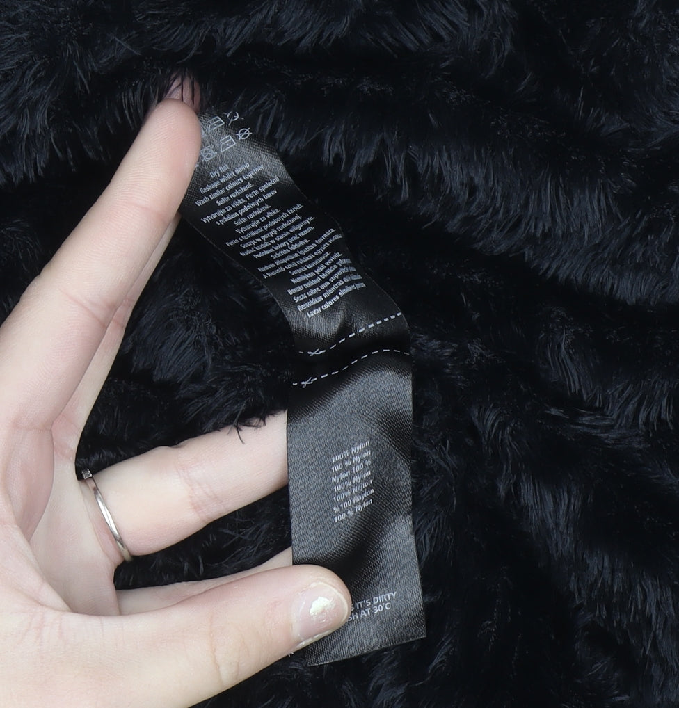 F&F Women’s Black Faux Fur Open Long Sleeve Cardigan Size 8