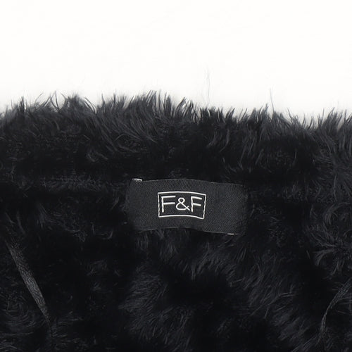 F&F Women’s Black Faux Fur Open Long Sleeve Cardigan Size 8
