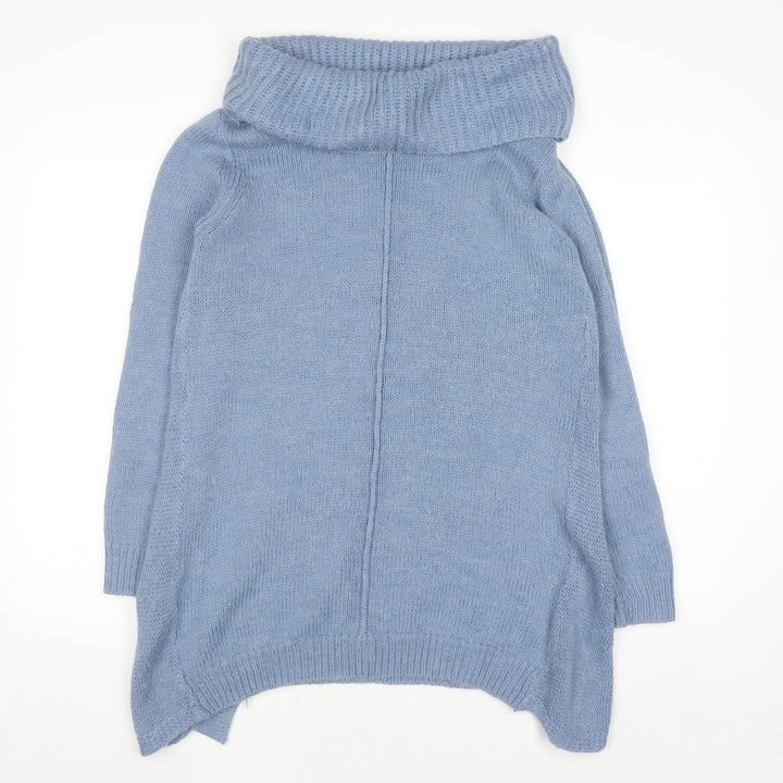 Very Women's Blue Cowl Neck Relaxed Fit Knit Jumper Size 10