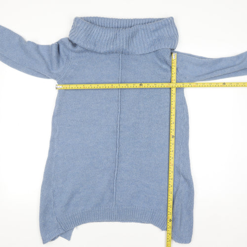Very Women's Blue Cowl Neck Relaxed Fit Knit Jumper Size 10