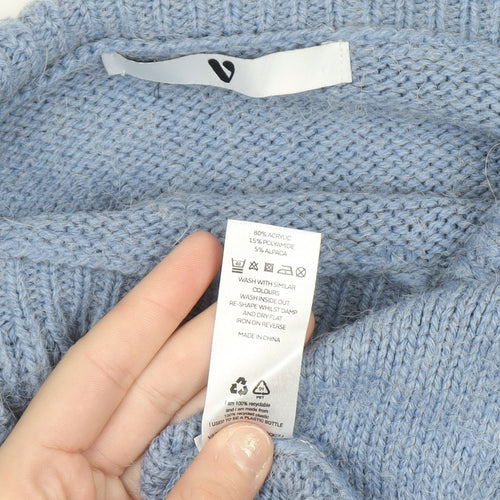 Very Women's Blue Cowl Neck Relaxed Fit Knit Jumper Size 10