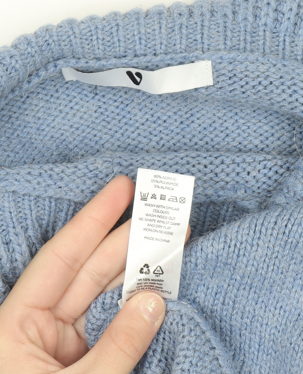 Very Women's Blue Cowl Neck Relaxed Fit Knit Jumper Size 10
