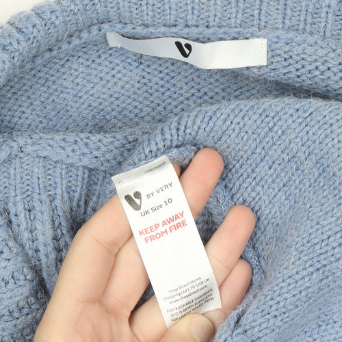 Very Women's Blue Cowl Neck Relaxed Fit Knit Jumper Size 10