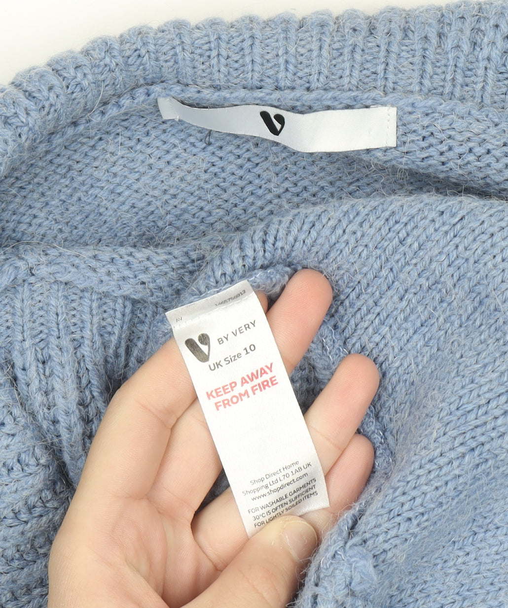 Very Women's Blue Cowl Neck Relaxed Fit Knit Jumper Size 10