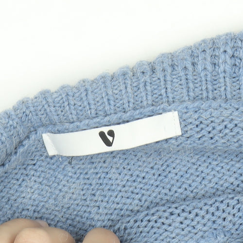 Very Women's Blue Cowl Neck Relaxed Fit Knit Jumper Size 10