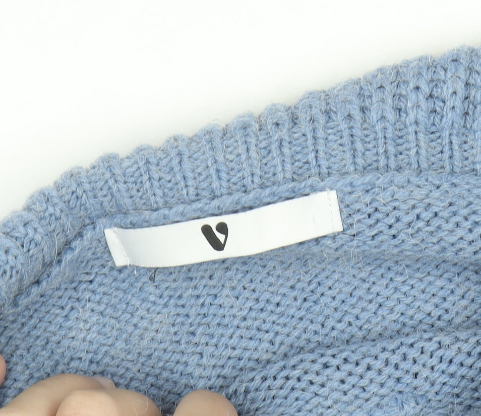 Very Women's Blue Cowl Neck Relaxed Fit Knit Jumper Size 10