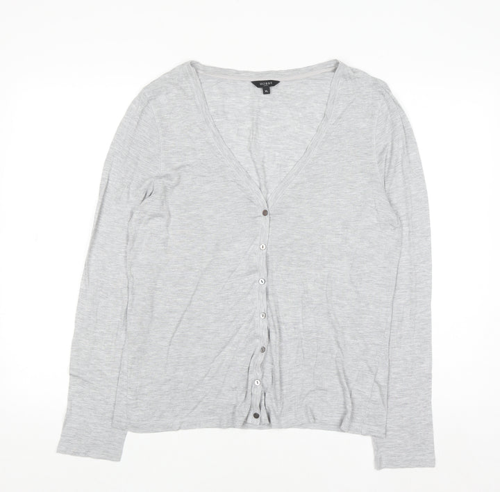 Hobbs Women's Grey V-Neck Button Cardigan XL Modal Blend