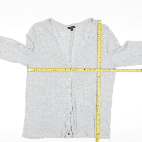 Hobbs Women's Grey V-Neck Button Cardigan XL Modal Blend